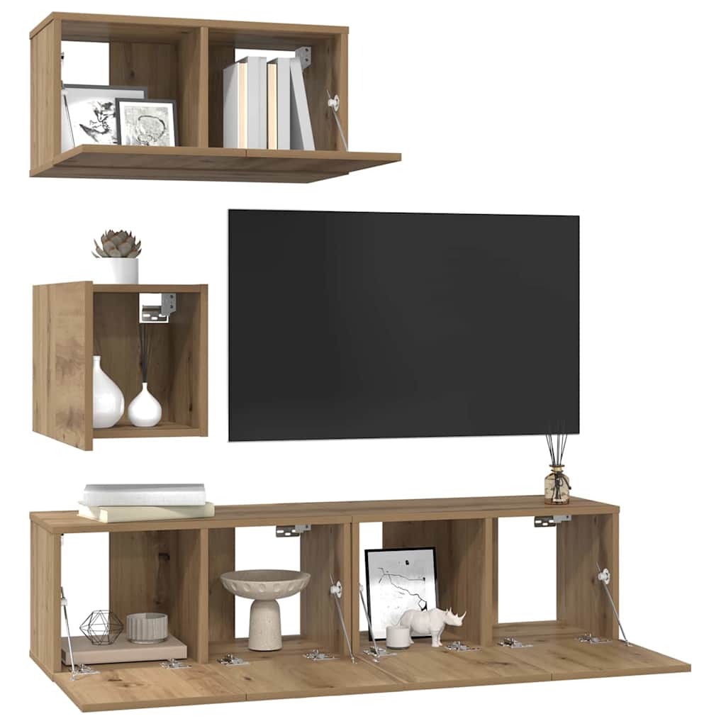 Tv-meubelset 4 pcs artisanaal eikenkleurig 60 x 30 x 30 cm