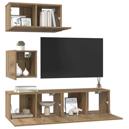 Tv-meubelset 4 pcs artisanaal eikenkleurig 60 x 30 x 30 cm