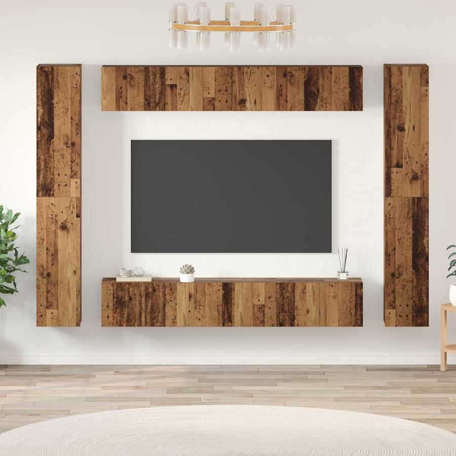 Tv-meubelset 10 pcs Oud hout 30.5 x 30 x 90 cm Bewerkt hout