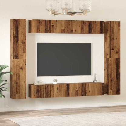 Tv-meubelset 10 pcs Oud hout 30.5 x 30 x 90 cm Bewerkt hout