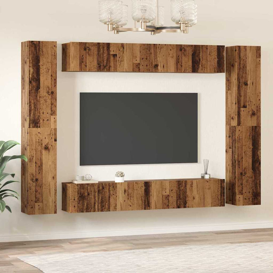 Tv-meubelset 10 pcs Oud hout 30.5 x 30 x 90 cm Bewerkt hout