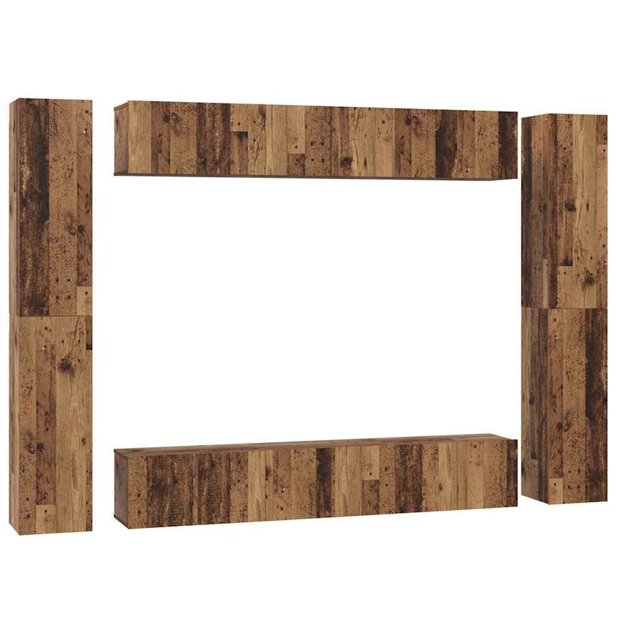 Tv-meubelset 10 pcs Oud hout 30.5 x 30 x 90 cm Bewerkt hout