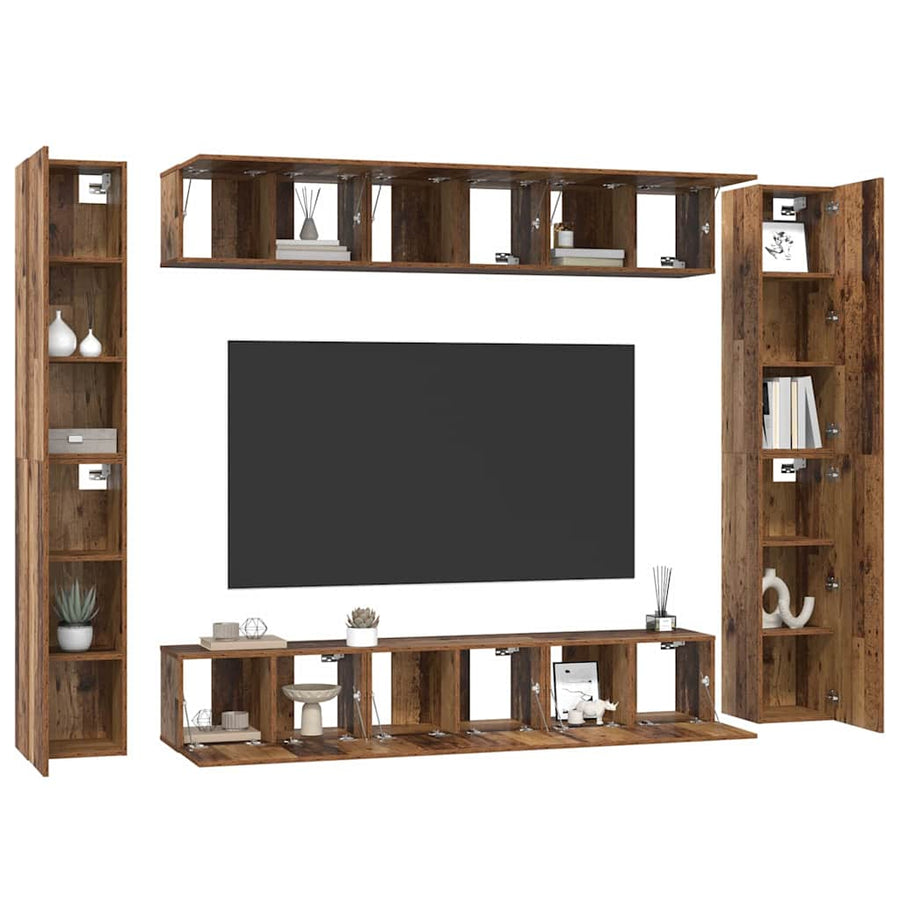 Tv-meubelset 10 pcs Oud hout 30.5 x 30 x 90 cm Bewerkt hout