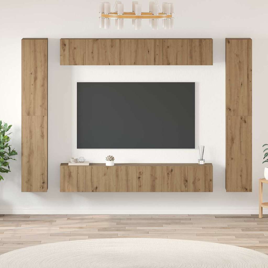 Tv-meubelset 10 pcs artisanaal eikenkleurig 30.5 x 30 x 90 cm