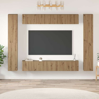 Tv-meubelset 10 pcs artisanaal eikenkleurig 30.5 x 30 x 90 cm
