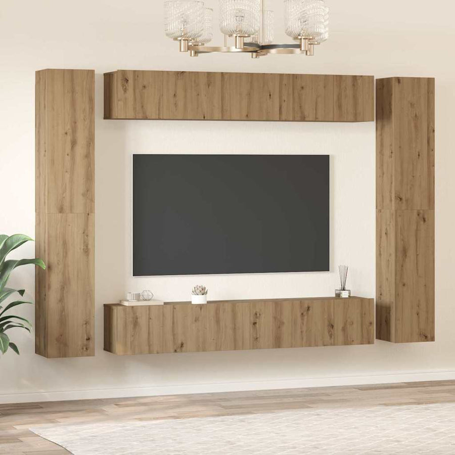 Tv-meubelset 10 pcs artisanaal eikenkleurig 30.5 x 30 x 90 cm