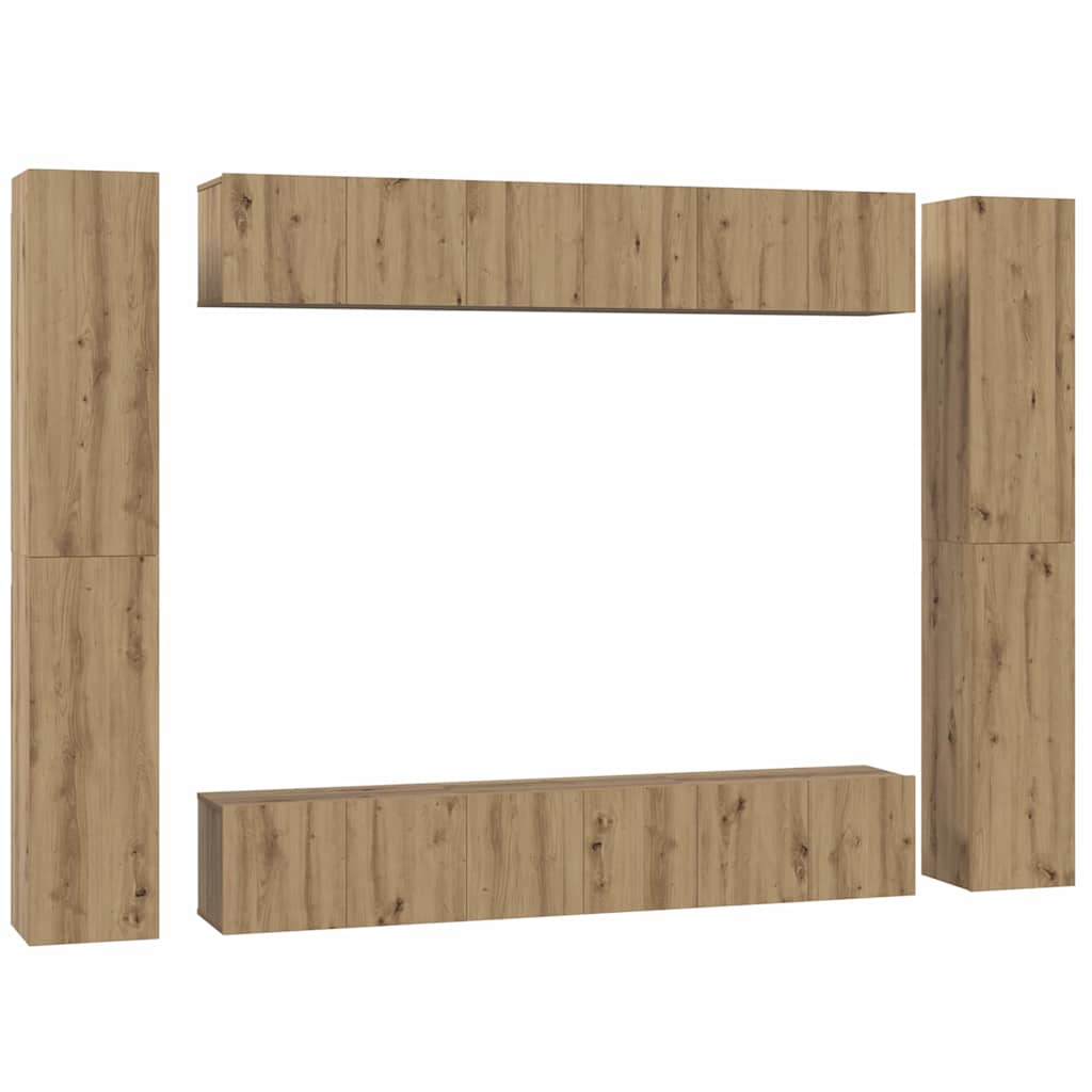 Tv-meubelset 10 pcs artisanaal eikenkleurig 30.5 x 30 x 90 cm