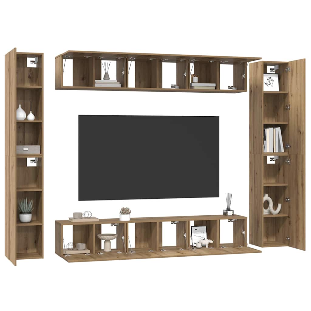 Tv-meubelset 10 pcs artisanaal eikenkleurig 30.5 x 30 x 90 cm
