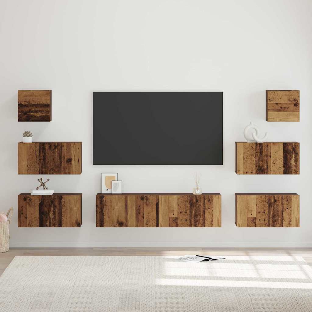 Tv-meubelset 8 pcs Oud hout 60 x 30 x 30 cm Bewerkt hout