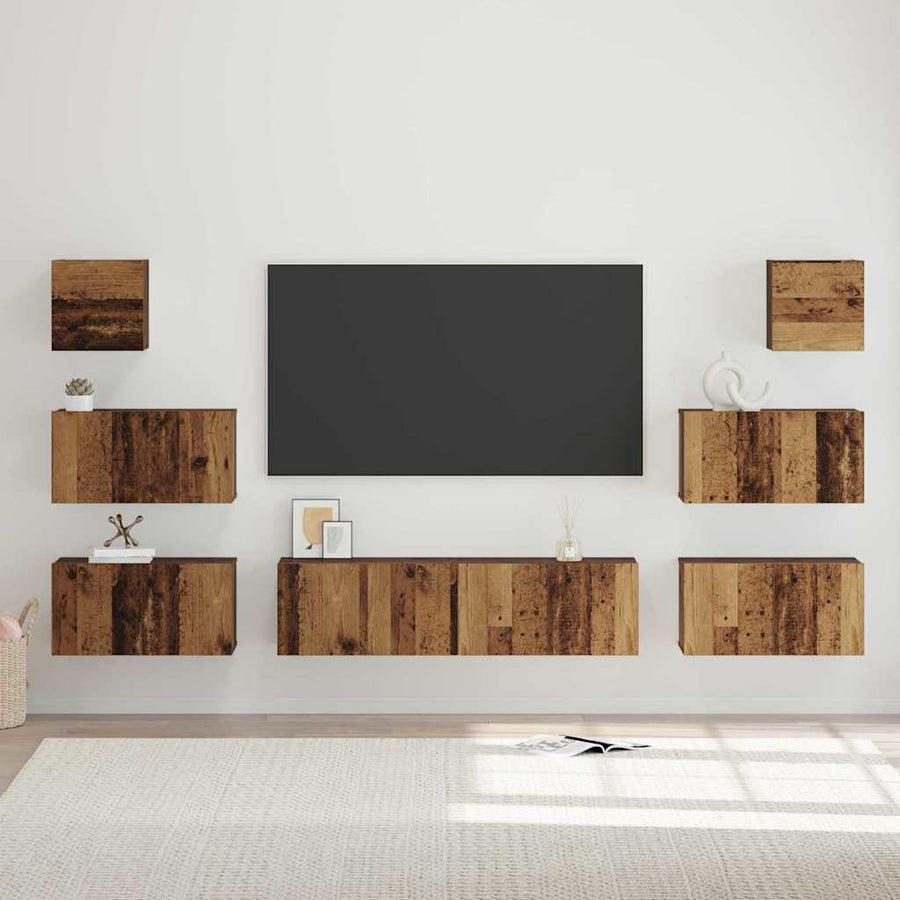 Tv-meubelset 8 pcs Oud hout 60 x 30 x 30 cm Bewerkt hout