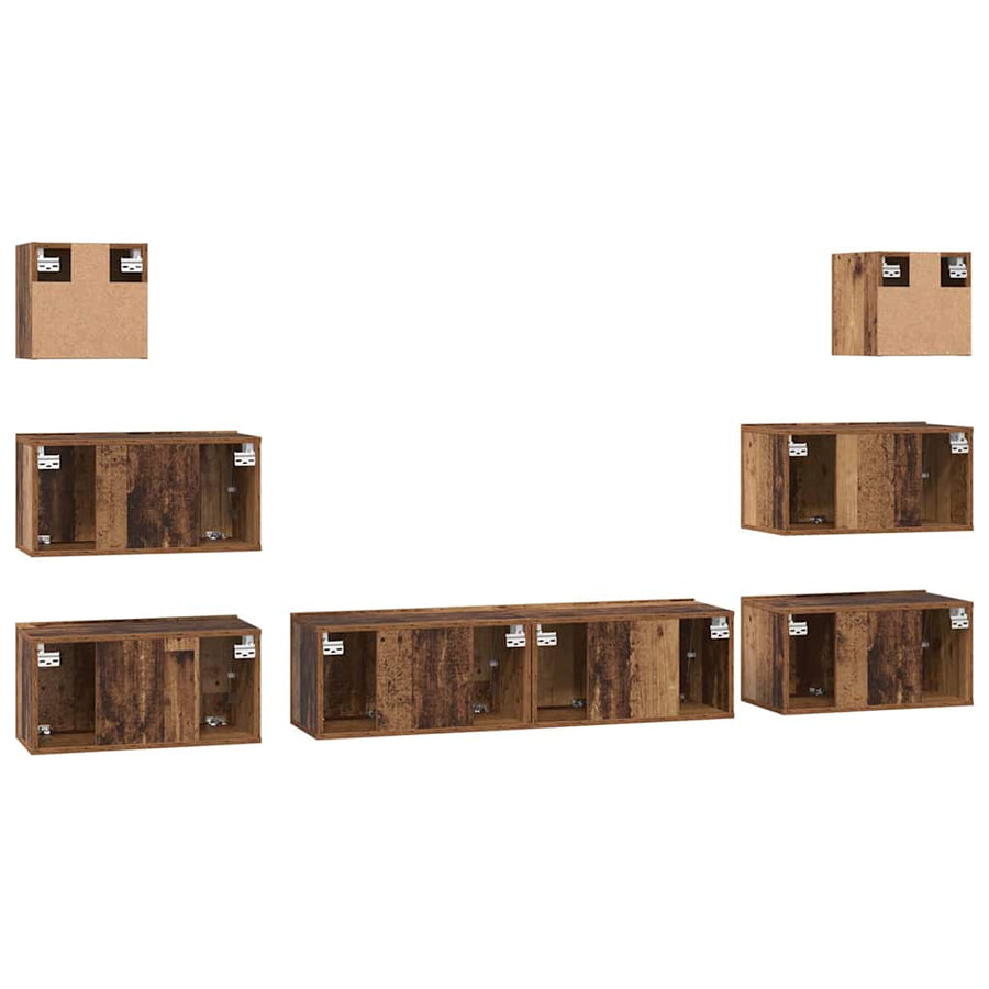 Tv-meubelset 8 pcs Oud hout 60 x 30 x 30 cm Bewerkt hout