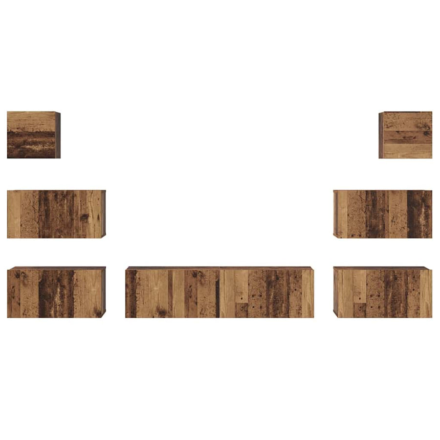 Tv-meubelset 8 pcs Oud hout 60 x 30 x 30 cm Bewerkt hout