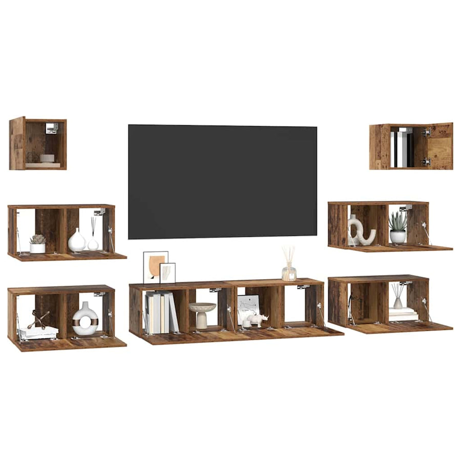 Tv-meubelset 8 pcs Oud hout 60 x 30 x 30 cm Bewerkt hout