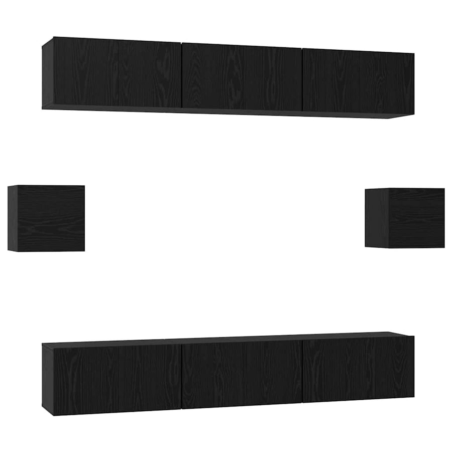 Tv-Meubelset Wandgemonteerd 8 Pcs Bewerkt Hout 8