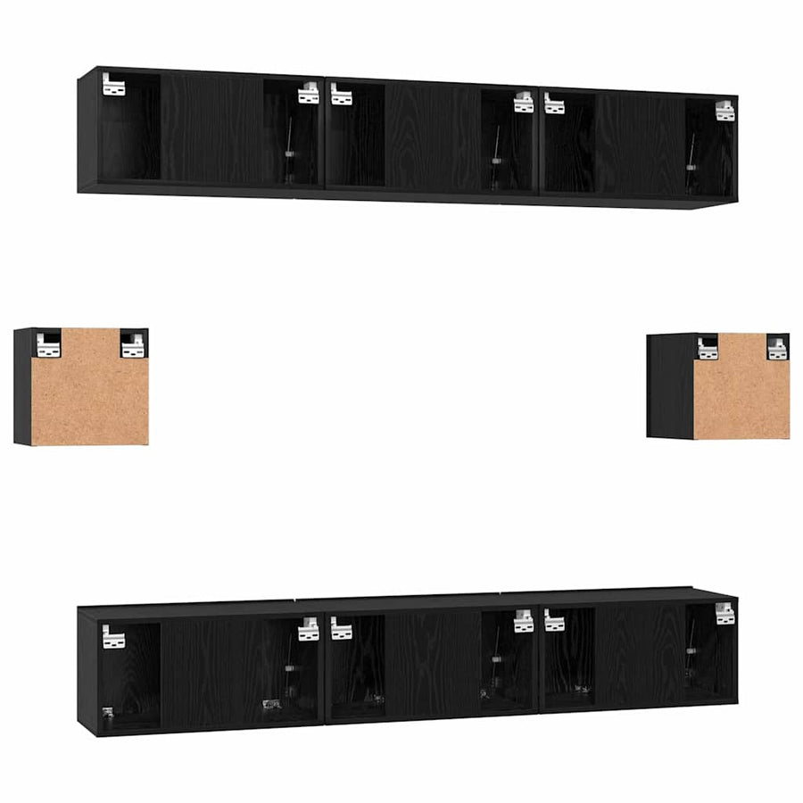 Tv-Meubelset Wandgemonteerd 8 Pcs Bewerkt Hout 8