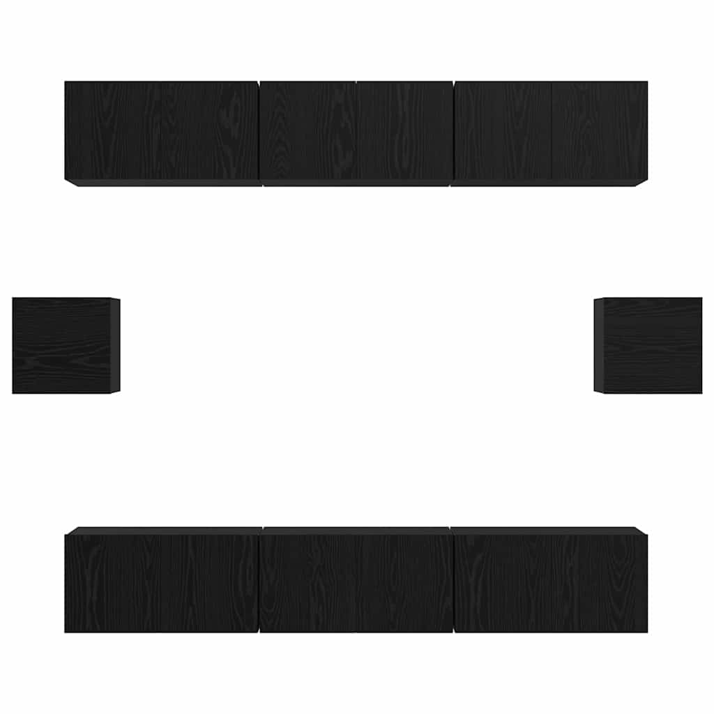 Tv-Meubelset Wandgemonteerd 8 Pcs Bewerkt Hout 8