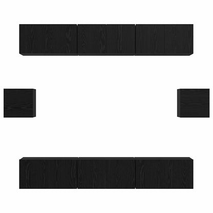 Tv-Meubelset Wandgemonteerd 8 Pcs Bewerkt Hout 8