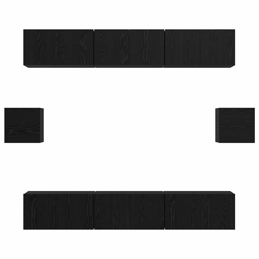 Tv-Meubelset Wandgemonteerd 8 Pcs Bewerkt Hout 8