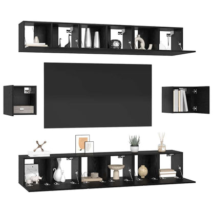 Tv-Meubelset Wandgemonteerd 8 Pcs Bewerkt Hout 8
