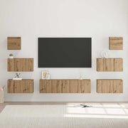 TV Cabinet Set Wall-Mounted 8 Pieces Crafted Oak Engineered Wood
