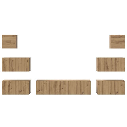 Tv-Meubelset Wandgemonteerd 8 Pcs Artisan Eiken Bewerkt Hout 8