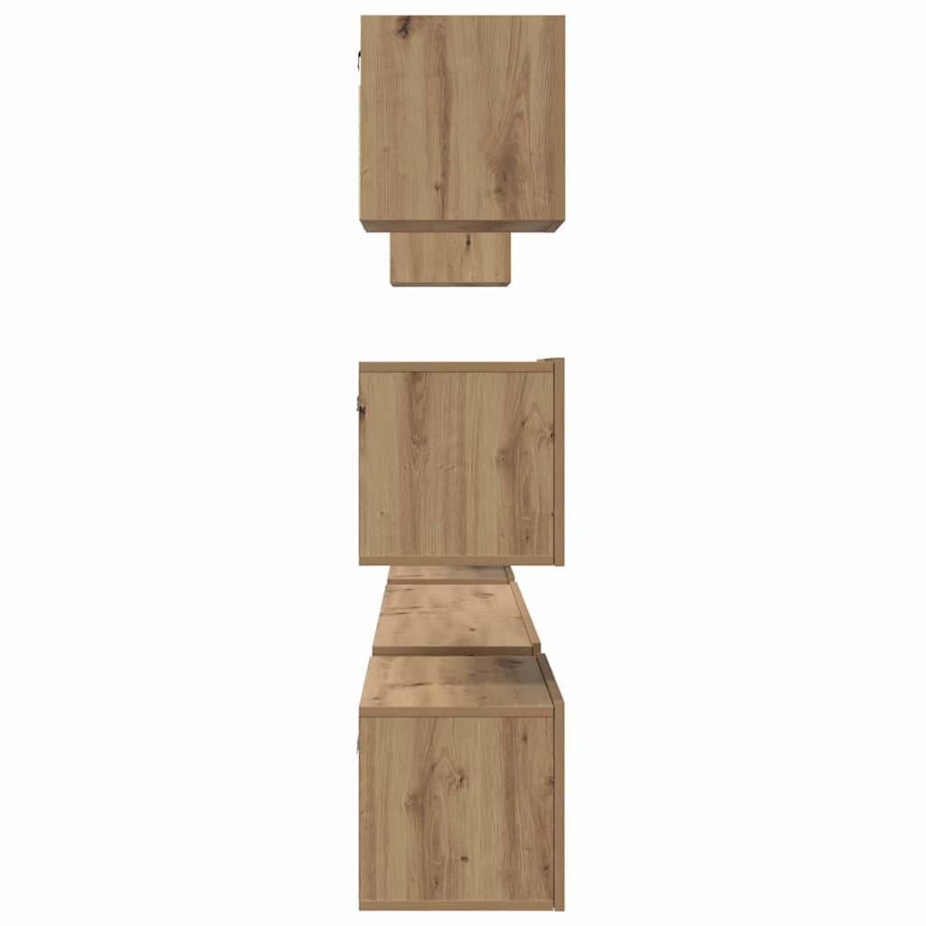 Tv-Meubelset Wandgemonteerd 8 Pcs Artisan Eiken Bewerkt Hout 8