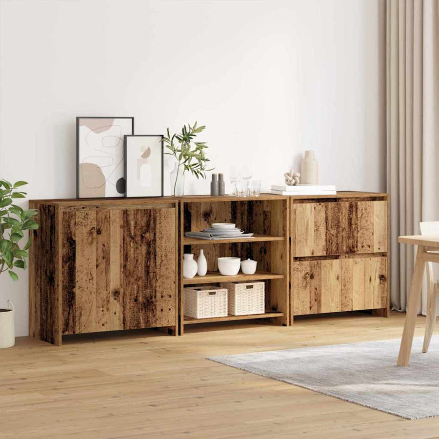 Dressoir met lade 3 pcs Oudhout 70 x 41 x 75 cm Bewerkt hout