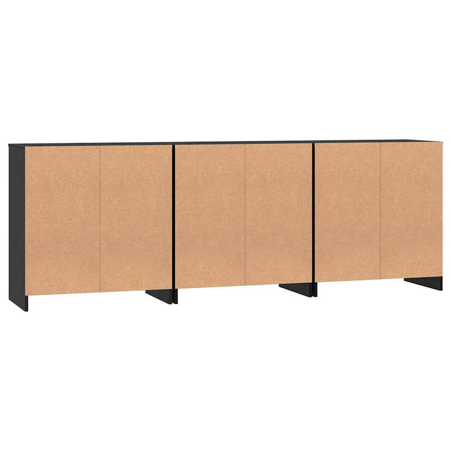 Dressoir 3 pcs Zwart eiken 70 x 41 x 75 cm Bewerkt hout