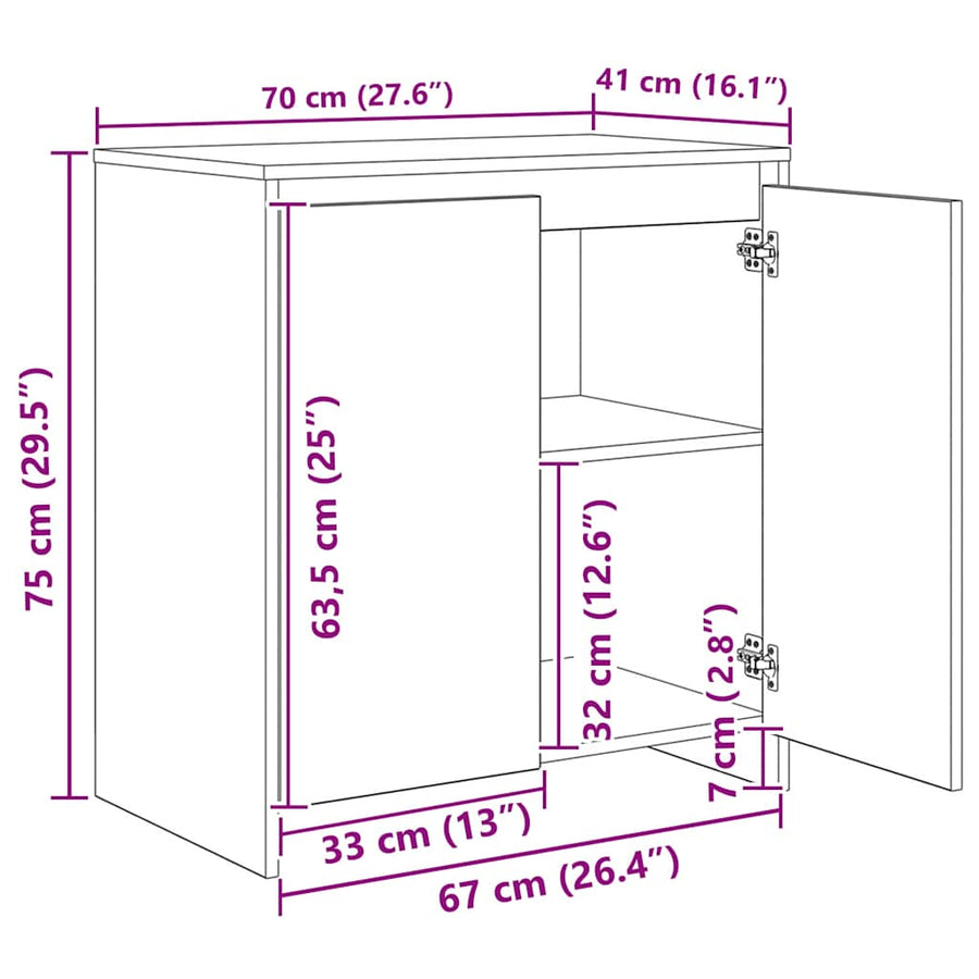 Dressoir 3 pcs Zwart eiken 70 x 41 x 75 cm Bewerkt hout