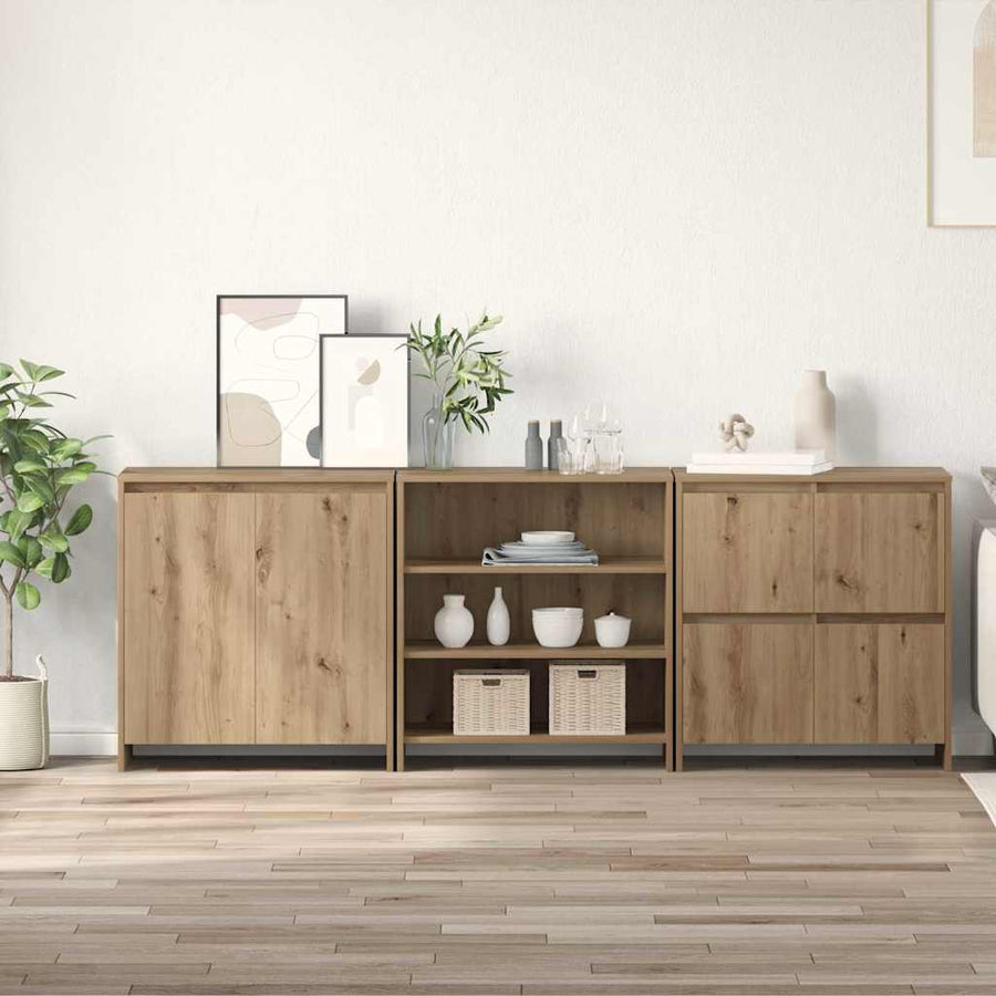 Dressoir 3 pcs Artisan Eiken 70 x 41 x 75 cm Bewerkt hout