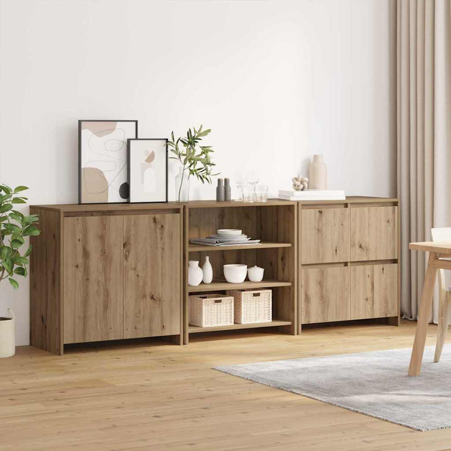Dressoir 3 pcs Artisan Eiken 70 x 41 x 75 cm Bewerkt hout