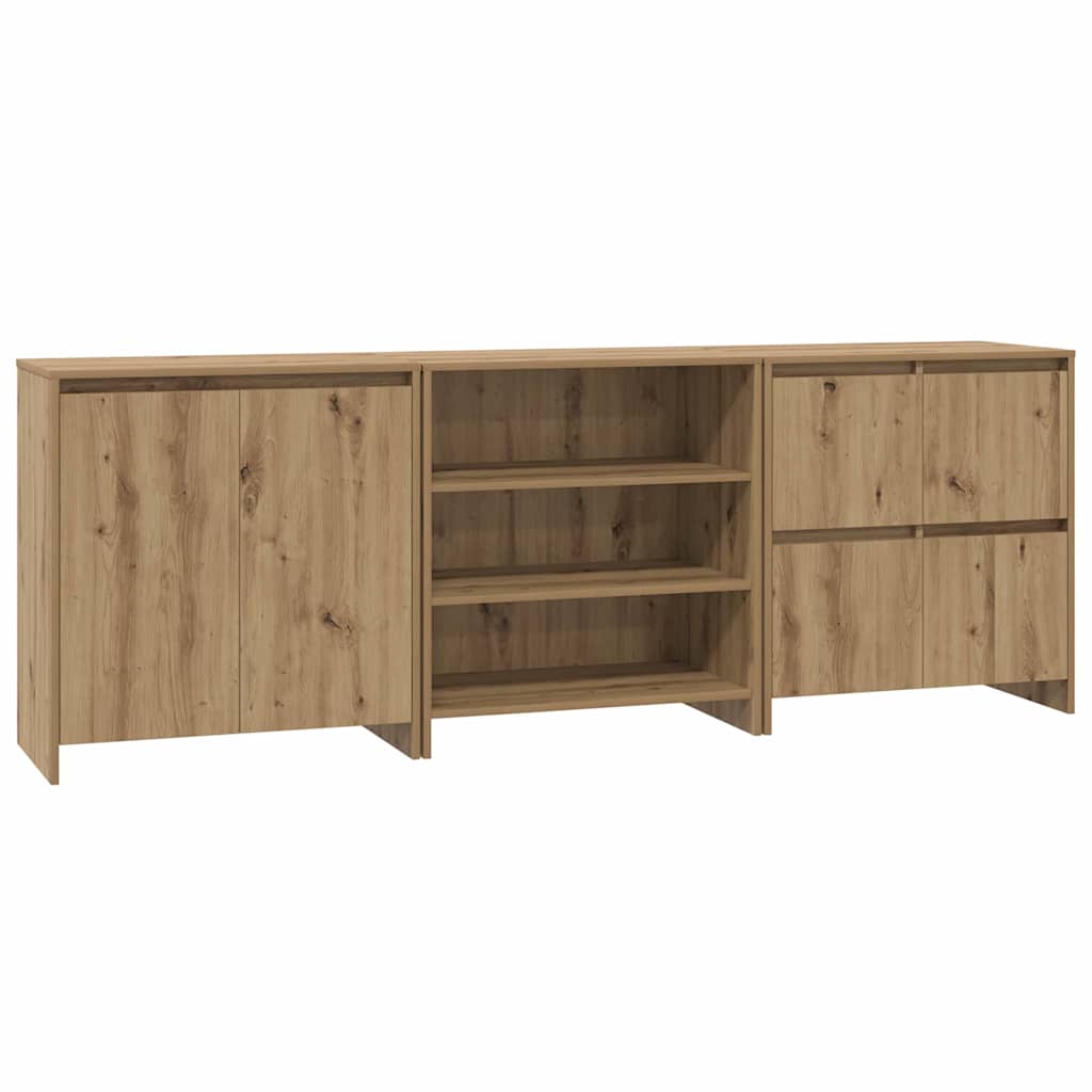 Dressoir 3 pcs Artisan Eiken 70 x 41 x 75 cm Bewerkt hout