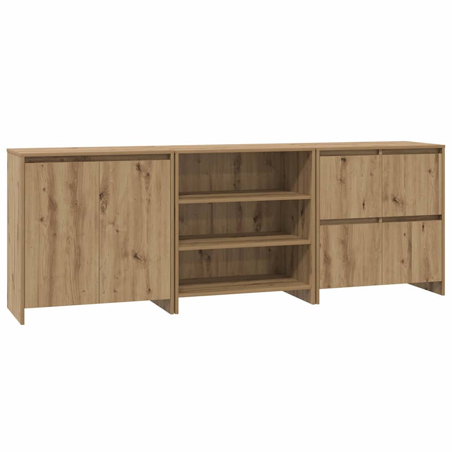 Dressoir 3 pcs Artisan Eiken 70 x 41 x 75 cm Bewerkt hout