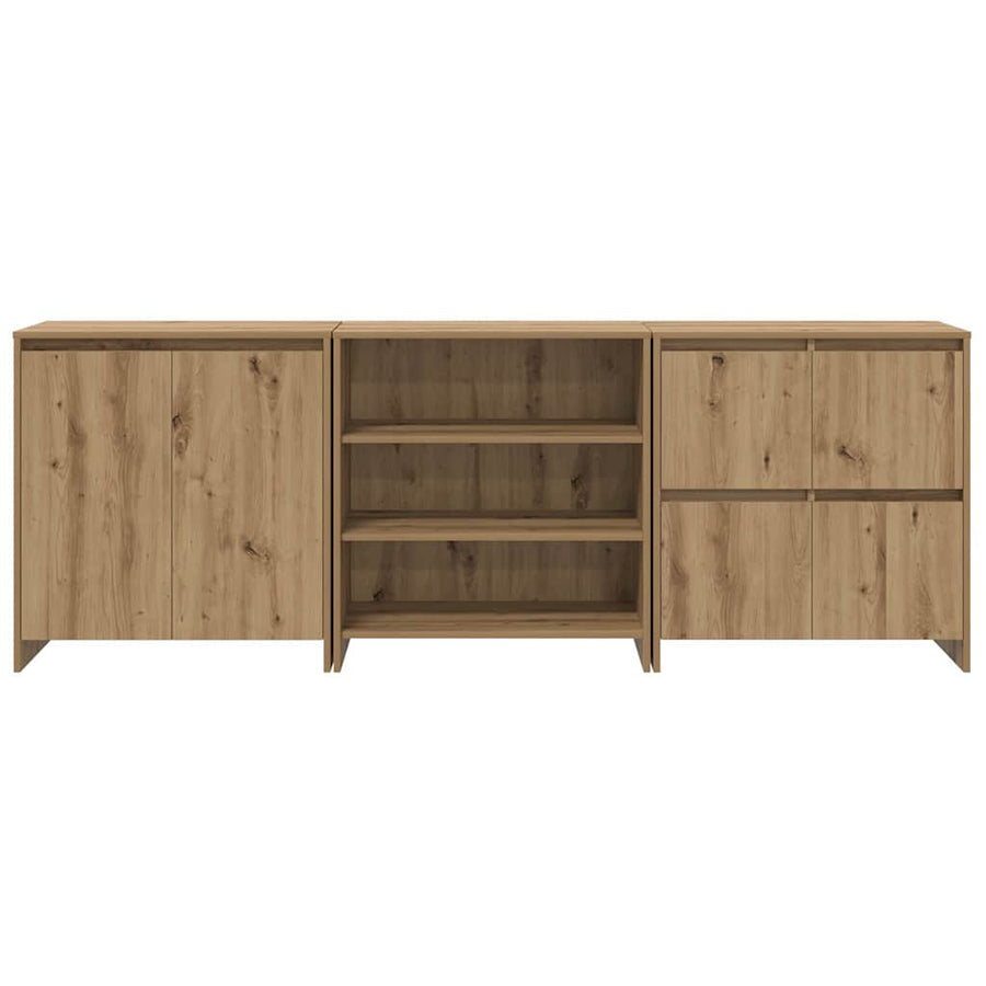 Dressoir 3 pcs Artisan Eiken 70 x 41 x 75 cm Bewerkt hout