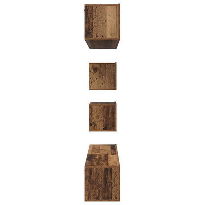 TV-kast set met plank Wandgemonteerd Anders met opslag met de deur 6 pcs Oud hout Medium Bewerkt hout