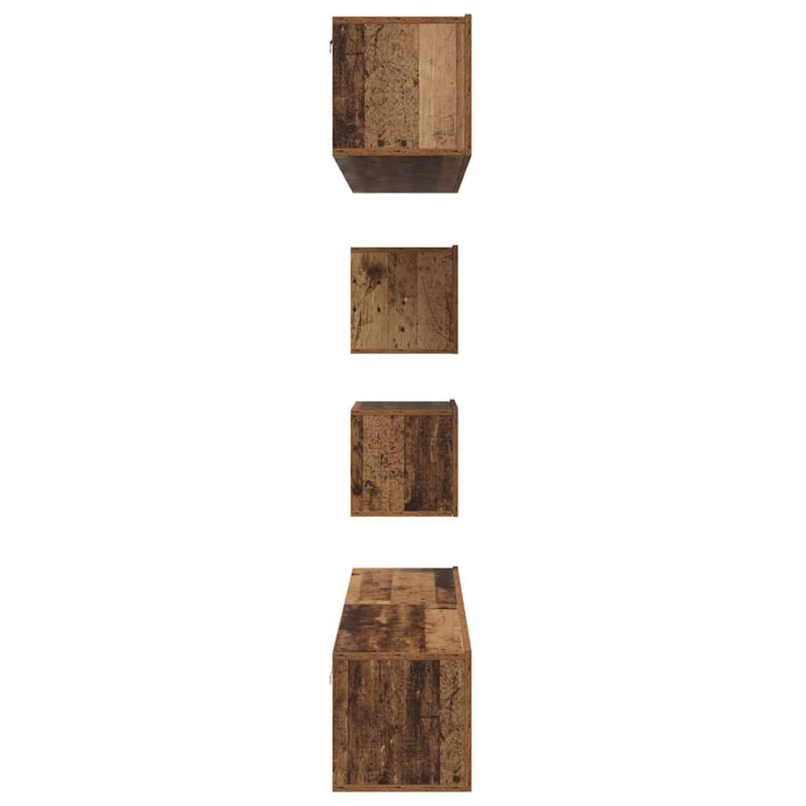 TV-kast set met plank Wandgemonteerd Anders met opslag met de deur 6 pcs Oud hout Medium Bewerkt hout