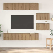 Tv-meubelset wandmontage 6 stuks artisan eiken