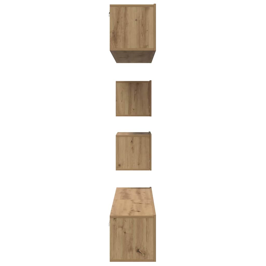 TV-kast set met plank Wandgemonteerd Anders met opslag met de deur 6 pcs artisanaal eikenkleurig
