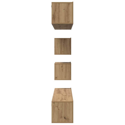 TV-kast set met plank Wandgemonteerd Anders met opslag met de deur 6 pcs artisanaal eikenkleurig