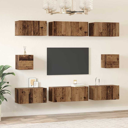 TV-kast set met plank 8 pcs Oud hout Medium 30.5 x 30 x 30 cm