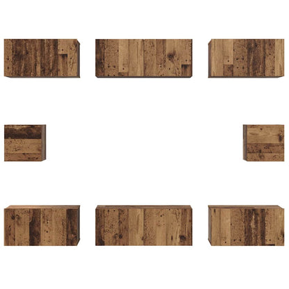 TV-kast set met plank 8 pcs Oud hout Medium 30.5 x 30 x 30 cm