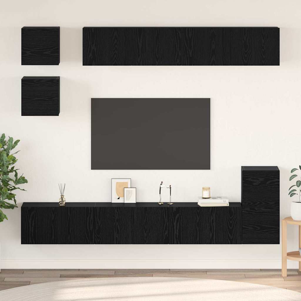 Tv-Meubelset Wandgemonteerd 8 Pcs Bewerkt Hout 80 cm
