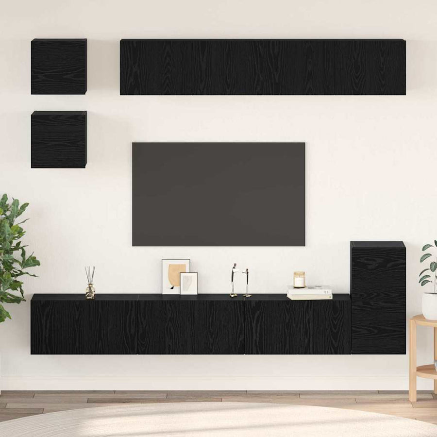 Tv-Meubelset Wandgemonteerd 8 Pcs Bewerkt Hout 80 cm