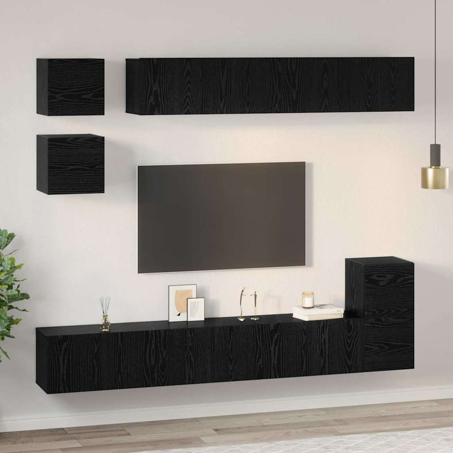 Tv-Meubelset Wandgemonteerd 8 Pcs Bewerkt Hout 80 cm