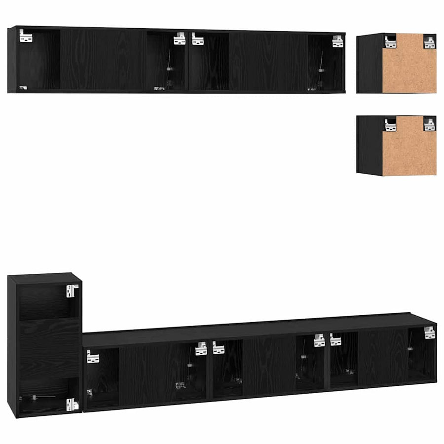 Tv-Meubelset Wandgemonteerd 8 Pcs Bewerkt Hout 80 cm