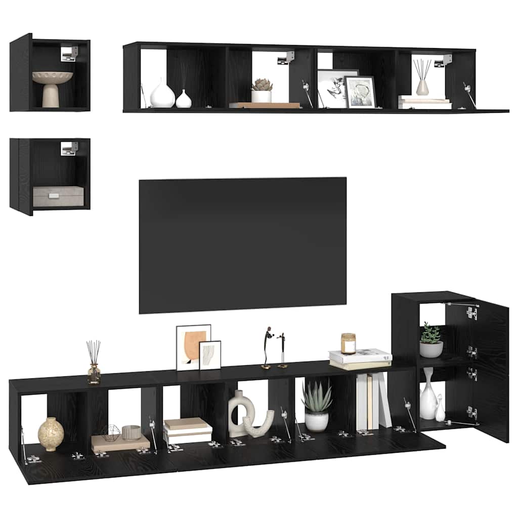 Tv-Meubelset Wandgemonteerd 8 Pcs Bewerkt Hout 80 cm