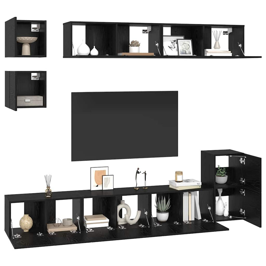 Tv-Meubelset Wandgemonteerd 8 Pcs Bewerkt Hout 80 cm