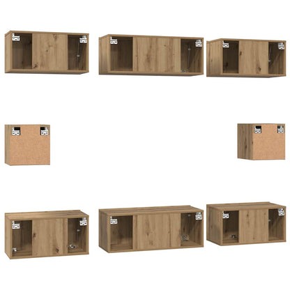 Tv-Meubelset Wandgemonteerd 8 Pcs Artisan Eiken Bewerkt Hout 80 cm