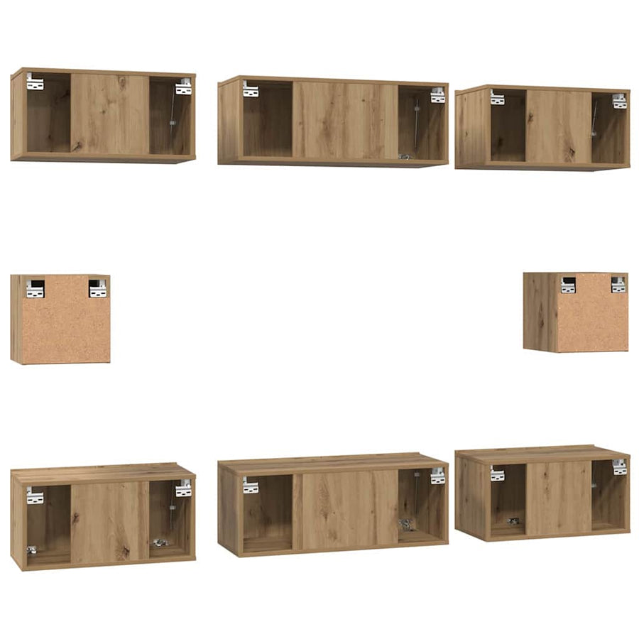 Tv-Meubelset Wandgemonteerd 8 Pcs Artisan Eiken Bewerkt Hout 80 cm