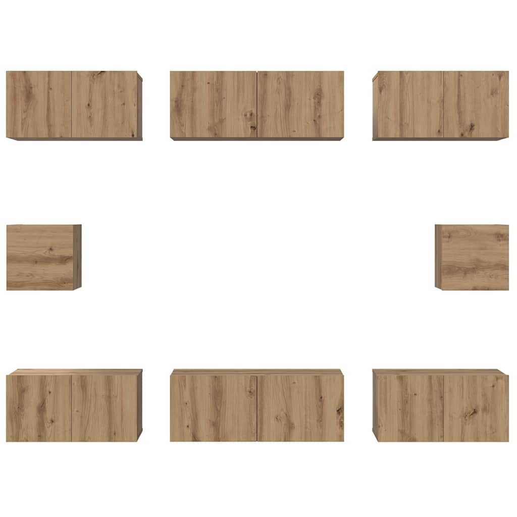 Tv-Meubelset Wandgemonteerd 8 Pcs Artisan Eiken Bewerkt Hout 80 cm